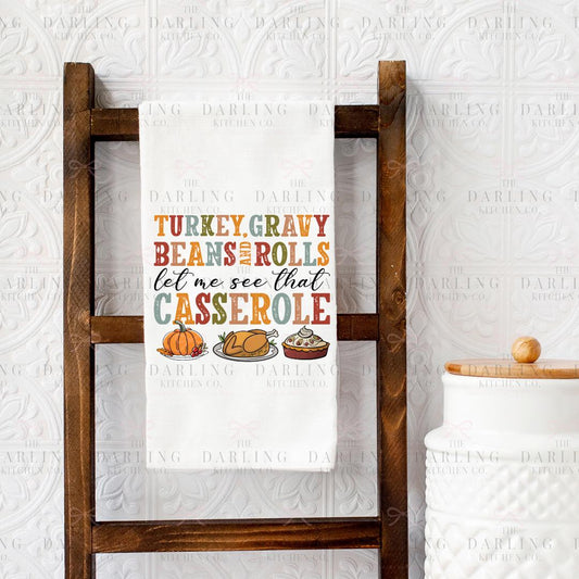 Funny Thanksgiving Tea Towel , Personalized Hostess Gift