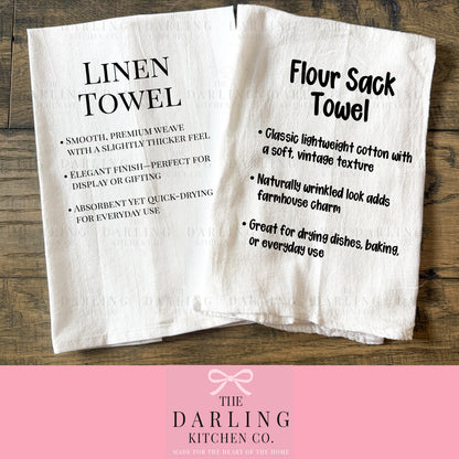 Christmas Recipe Tea Towel in Linen or Flour Sack With Cardinals