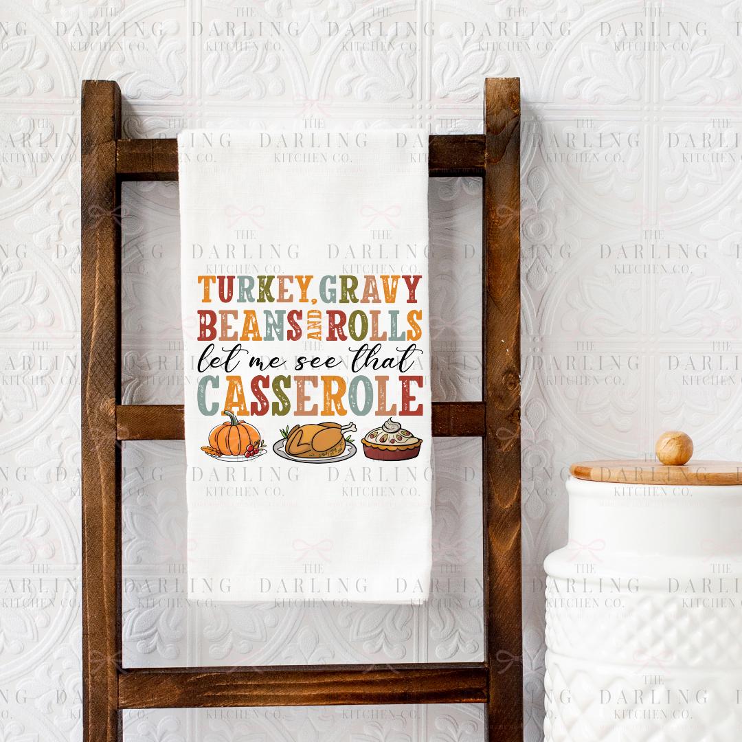 Funny Thanksgiving Tea Towel , Personalized Hostess Gift