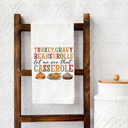 Funny Thanksgiving Tea Towel , Personalized Hostess Gift